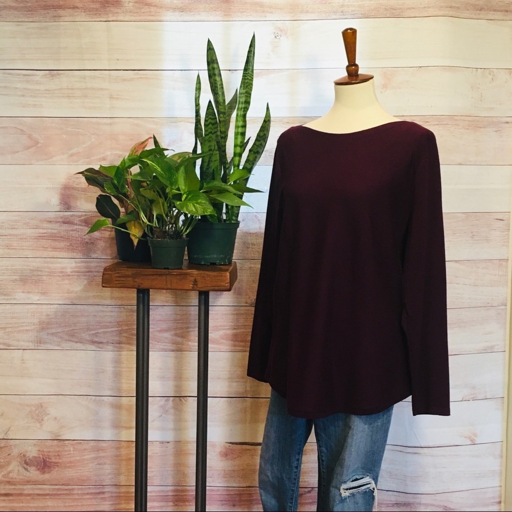 Chicos boat neck sweater in dark wine